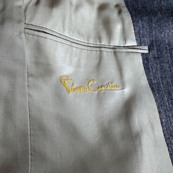 1980s Pierre Cardin Suit Mens 38R 30x31 Grey Pinstripe Vintage 2-Button - Picture 4 of 5